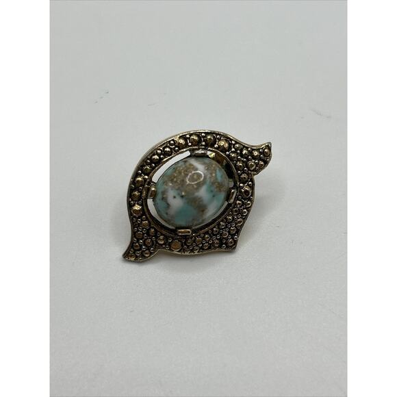 Vintage Sarah Coventry Remembrance Clip on Earrings Faux Turquoise Gold Tone - Picture 3 of 10